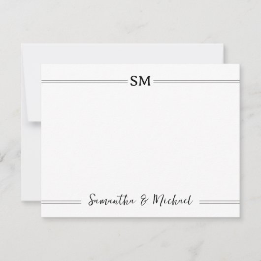 Initialen voor weddenschap Monogram Paar naam op m Notitiekaartje (Voorkant)