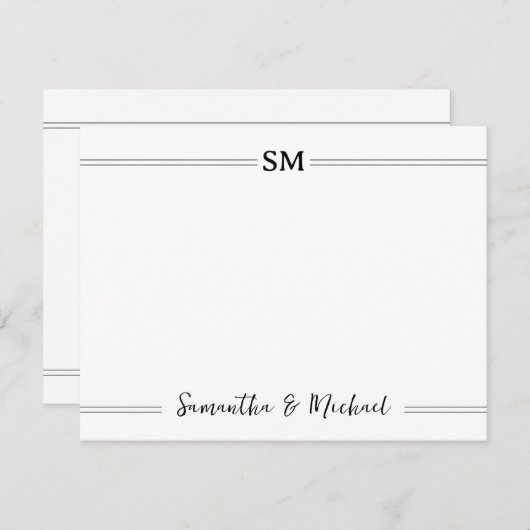 Initialen voor weddenschap Monogram Paar naam op m Notitiekaartje (Voorkant / Achterkant)