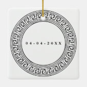 Initialen voor weddenschappen met Grieks sleutelon Keramisch Ornament (Achterkant)