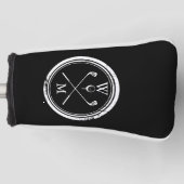 Initialen voor zwart-wit klassieke moderne monogra golfheadcover (Voorkant)