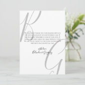 Initialen voor zwart-wit monogram bedankkaart (Staand voorkant)