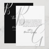 Initialen voor zwart-wit monogram bedankkaart (Voorkant / Achterkant)