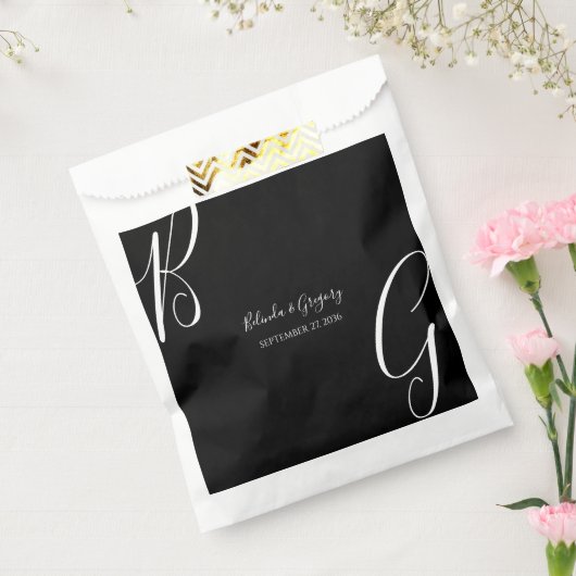 Initialen voor zwart-wit monogram bedankzakje (Gezegeld)