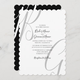 Initialen voor zwart-wit monogram kaart