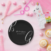 Initialen voor zwart-wit monogram papieren bordje (Feest)