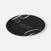 Initialen voor zwart-wit monogram papieren bordje (Gekanteld)