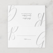 Initialen voor zwart-wit monogram plaatskaartje (Buitenkant ongevouwen)