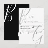 Initialen voor zwart-wit monogram RSVP kaartje (Voorkant / Achterkant)