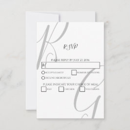 Initialen voor zwart-wit monogram RSVP kaartje