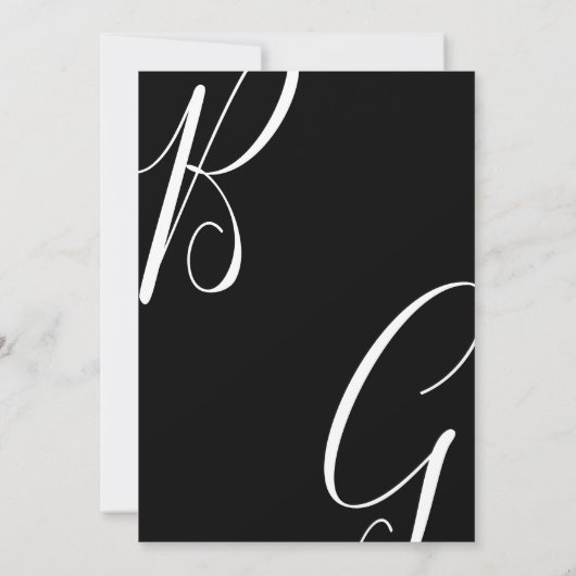 Initialen voor zwart-wit monogram save the date (Achterkant)