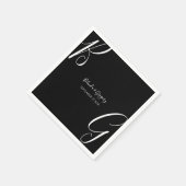 Initialen voor zwart-wit monogram servet (Hoek)