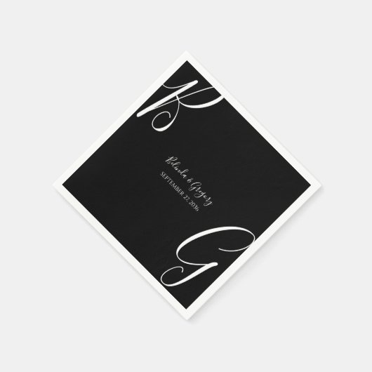 Initialen voor zwart-wit monogram servet (Hoek)
