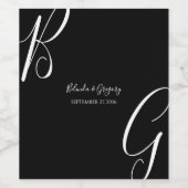 Initialen voor zwart-wit monogram wijn etiket (Enkel label)