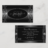 Initialen voor zwarte en witte mousserende diaman visitekaartje (Voorkant / Achterkant)