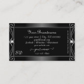 Initialen voor zwarte en witte  mousserende diaman visitekaartje (Achterkant)