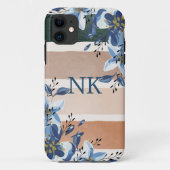 Initialen Waterverf florale en strepen Case-Mate iPhone Case (Achterkant)