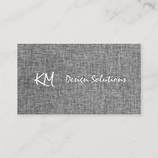 Initialen | Weefsel Grijze Textuur Achtergrond Visitekaartje (Voorkant)
