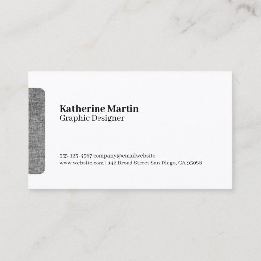 Initialen | Weefsel Grijze Textuur Achtergrond Visitekaartje (Achterkant)