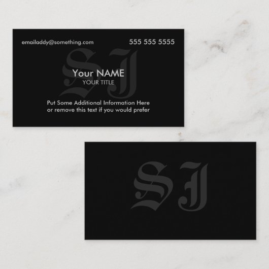 Initialen zwart visitekaartje (Voorkant / Achterkant)