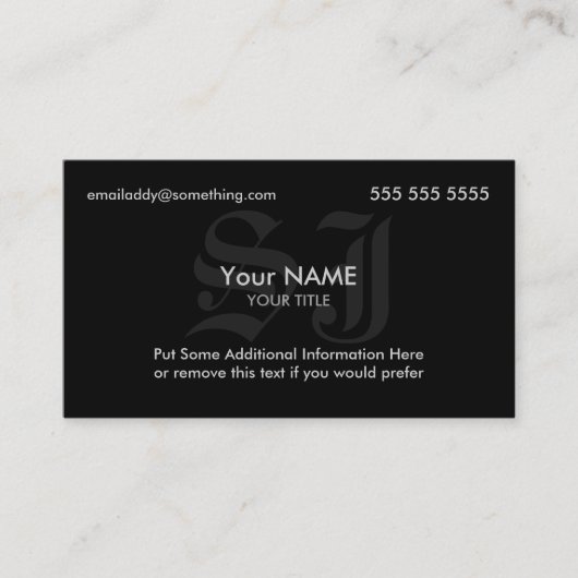 Initialen zwart visitekaartje (Voorkant)