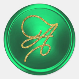 INITIALLEN Goud Schrift Monogram Kelly Groen Ronde Sticker