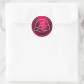 INITIALLEN Silver Circle Monogram Magenta Ronde Sticker (Tas)