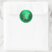 INITIALLEN Silver Script Monogram Kelly Groen Ronde Sticker (Tas)