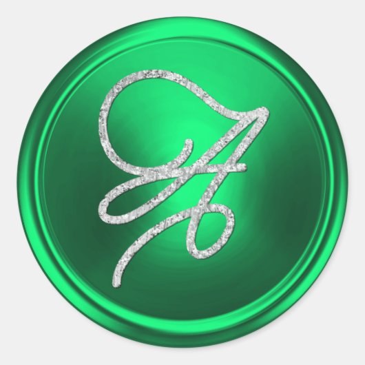 INITIALLEN Silver Script Monogram Kelly Groen Ronde Sticker (Voorkant)