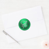 INITIALLEN Silver Script Monogram Kelly Groen Ronde Sticker (Envelop)