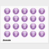 INITIALLEN Silver Script Monogram Orchidee Paars Ronde Sticker (Vel)