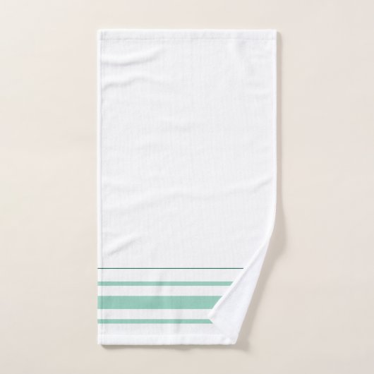 Initials cute green stripes minimalist White Bad Handdoek (Handdoek)