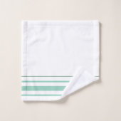 Initials cute green stripes minimalist White Bad Handdoek (Wasdoekje)