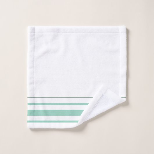 Initials cute green stripes minimalist White Bad Handdoek (Wasdoekje)