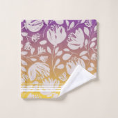 Initials elegant matching gradient floral mustard  bad handdoek (Wasdoekje)