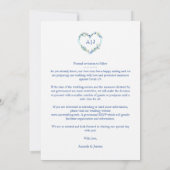 Initials Floral Blue Heart 2 Photos on White Save The Date (Achterkant)