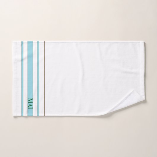 Initials minimalist blue stripes White background Bad Handdoek (Handdoek)