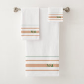 Initials minimalist earth tone Stripes White  Bad Handdoek (Insitu)