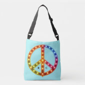  Initials Neon Lights Peace Sign Double Sided  Crossbody Tas (Voorkant)