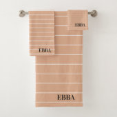 Initials pretty earty background white stripes bad handdoek (Insitu)