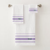Initials pretty purple stripes minimalist White Bad Handdoek (Insitu)