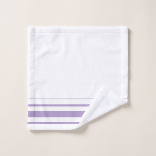 Initials pretty purple stripes minimalist White Bad Handdoek (Wasdoekje)