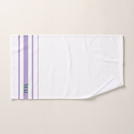 Initials pretty purple stripes minimalist White Bad Handdoek (Handdoek)