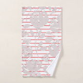 Initials pretty red stripes pink flowers girly bad handdoek (Handdoek)