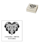 Initials Sophisticated Wedding Lace Floral Heart Rubberstempel (Gestempeld)
