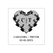 Initials Sophisticated Wedding Lace Floral Heart Rubberstempel (Afrduk)