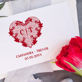 Initials Sophisticated Wedding Lace Floral Heart Rubberstempel