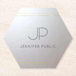 Initieel Gegraveerd Goud Zilver Sjabloon Trendy Kartonnen Onderzetters