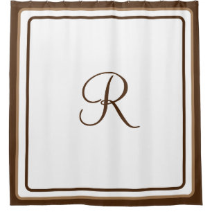 Initieel Hotel Chic Geborduurd Eenvoudig Bruin Bad Douchegordijn