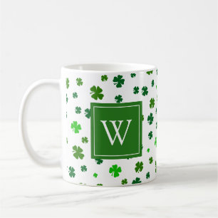 Initieel Ierse Shamrock Initieel Monogram Koffiemo Koffiemok
