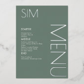 Initieel Logo Bruiloft Gedrukt Zilver Menu Kaarten (Voorkant)